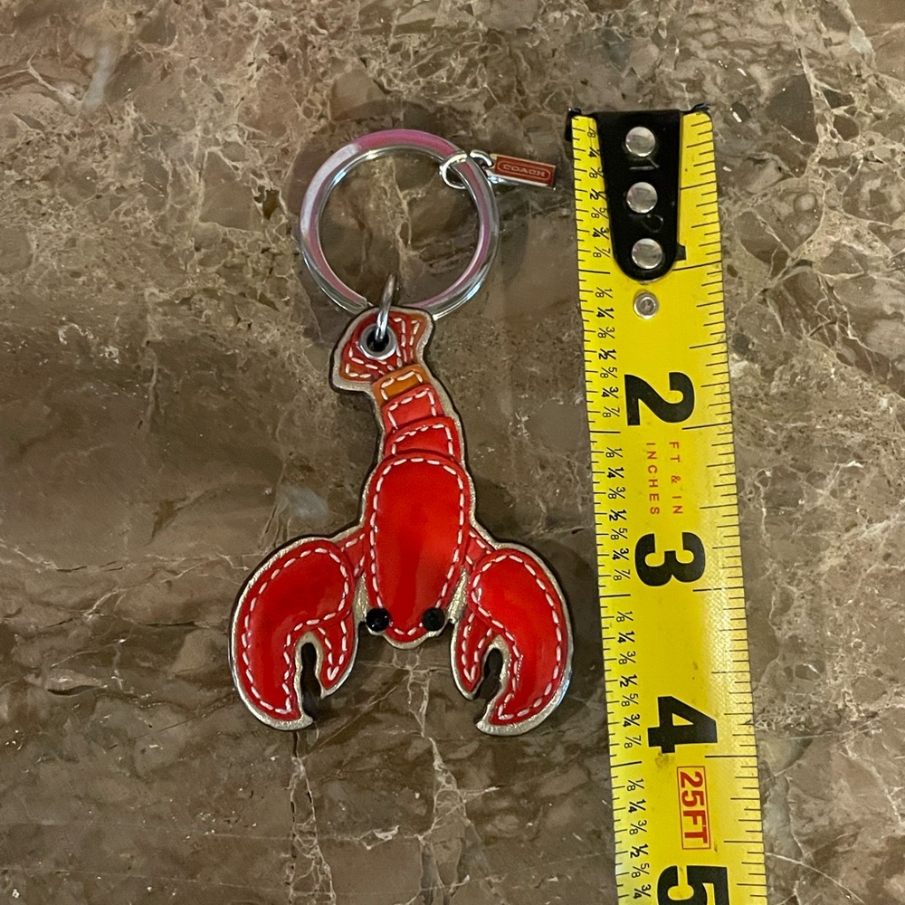 COACH HTF Patent Leather Red Lobster Key Fob Bag Charm Keychain - Picture 11 of 12